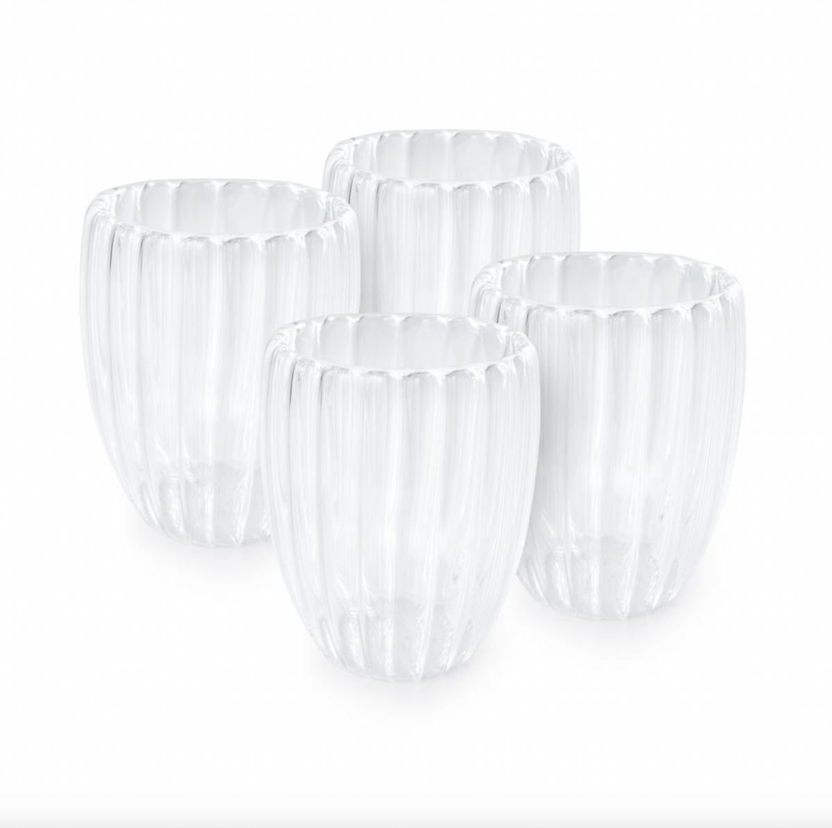 Thermoglazen met ribbels - 4 stuks