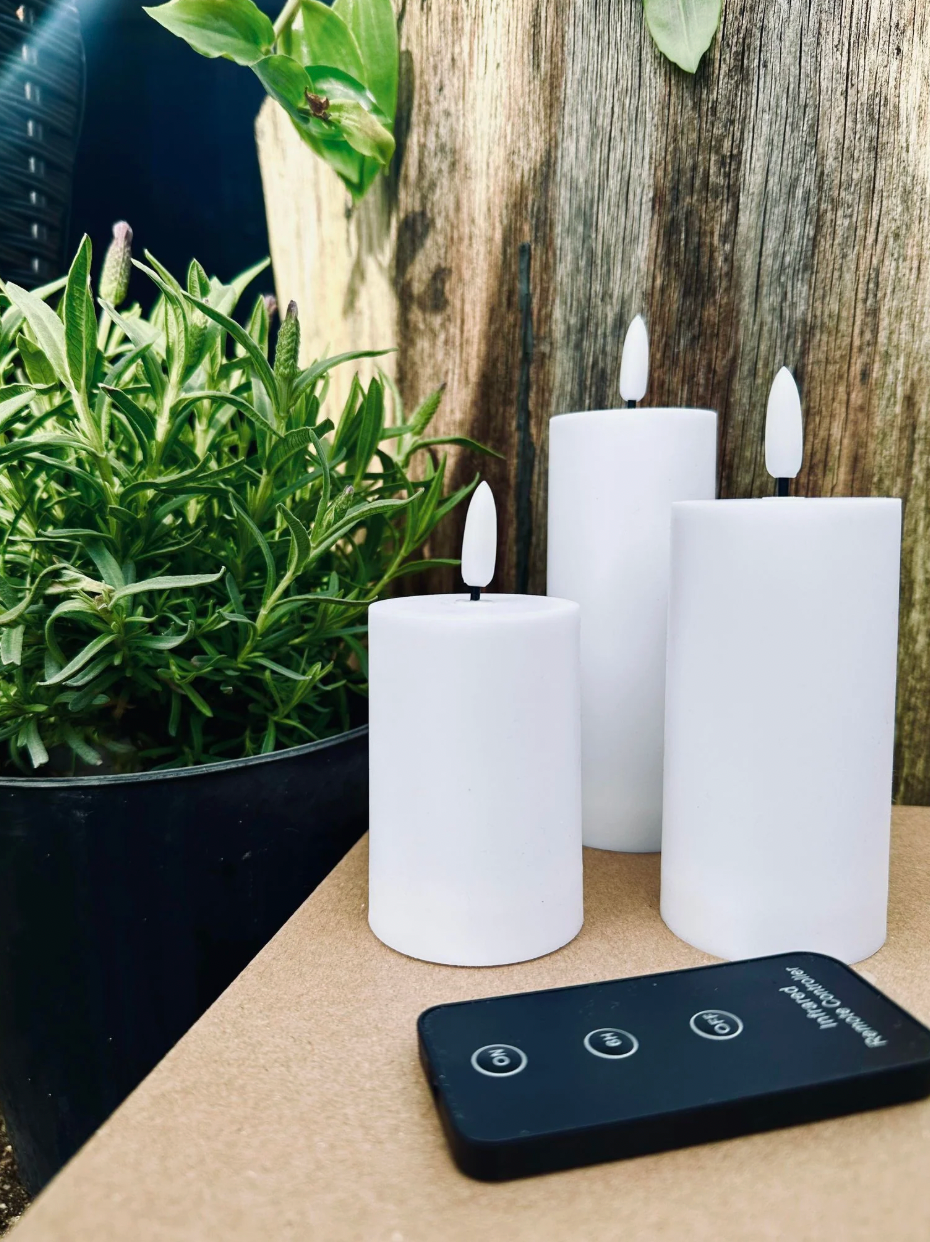 LED Outdoor Blokkaarsen Set van 3 stuks - Wit