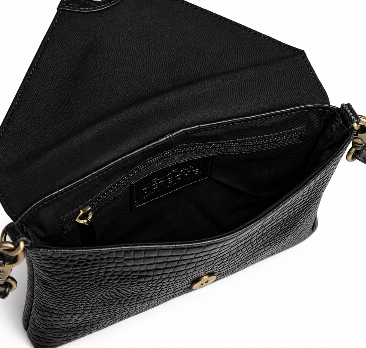 Clutch croco van leer - Black