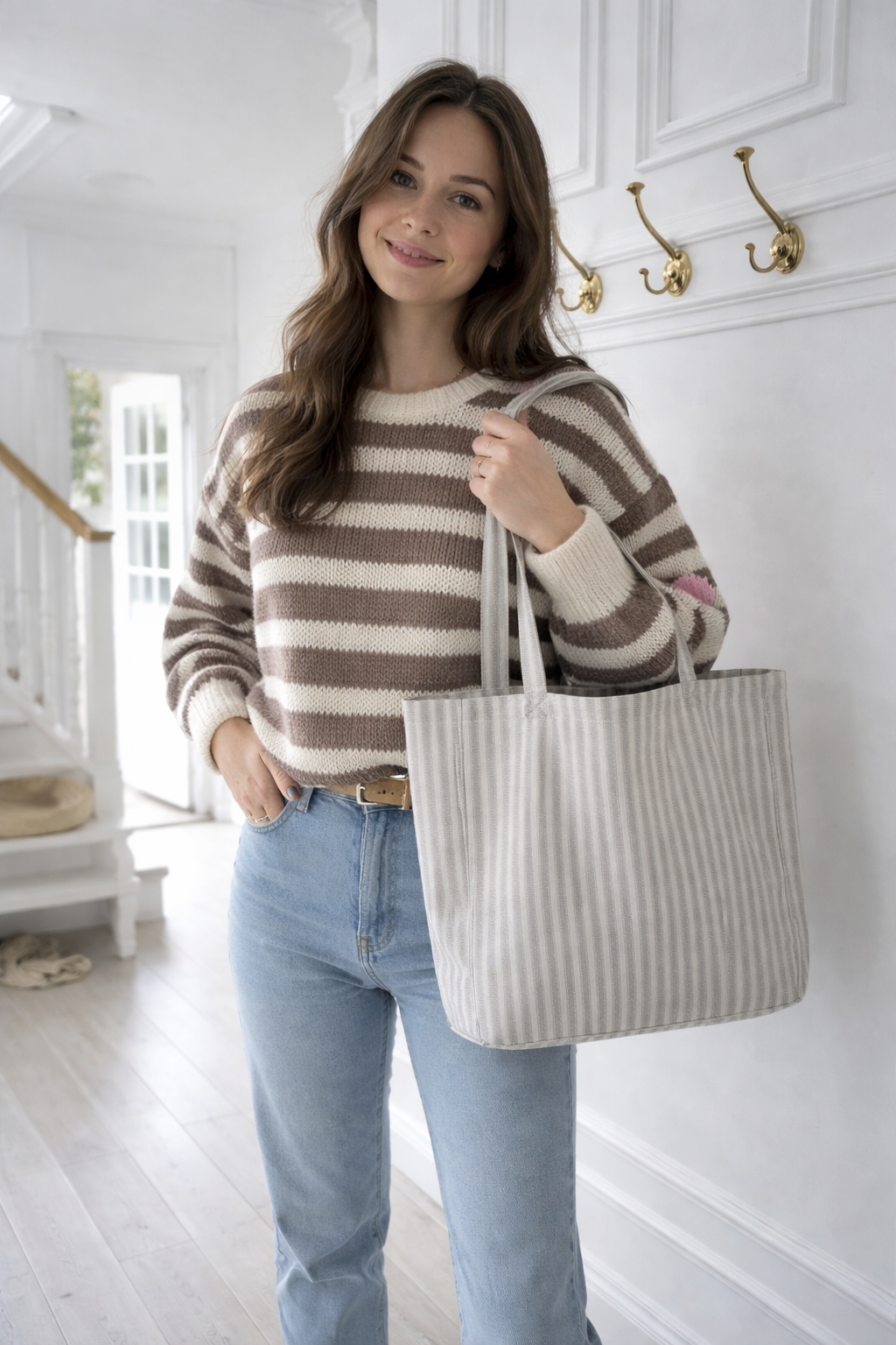 Shopper Grijze strepen
