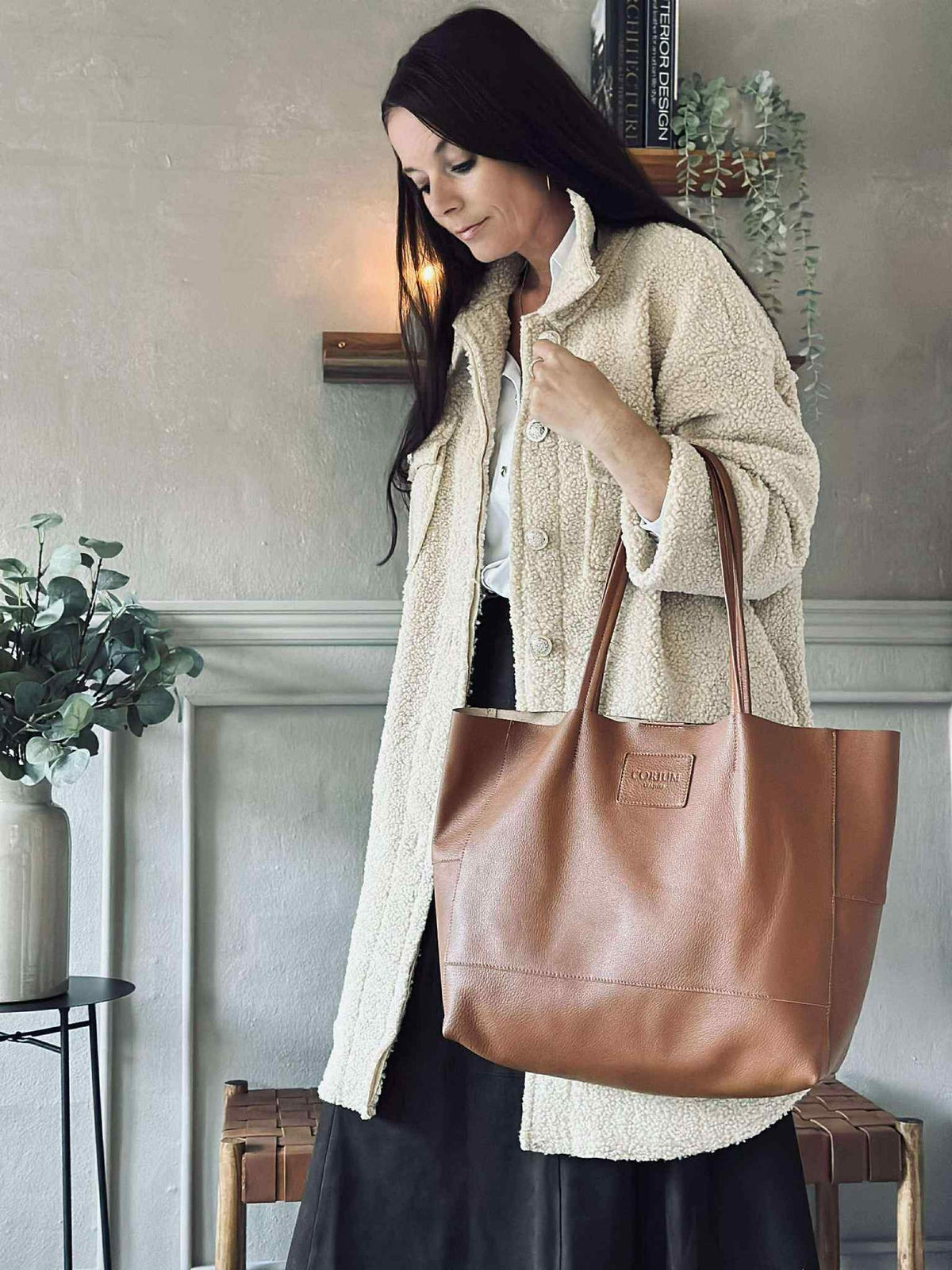 Shopper Daily van zacht leer - Cognac