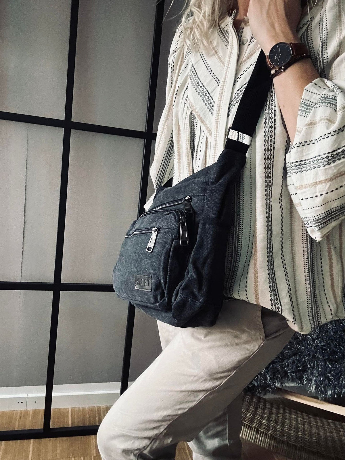 Crossbody Kanvas Sort unisex - VIAMAJA.DK