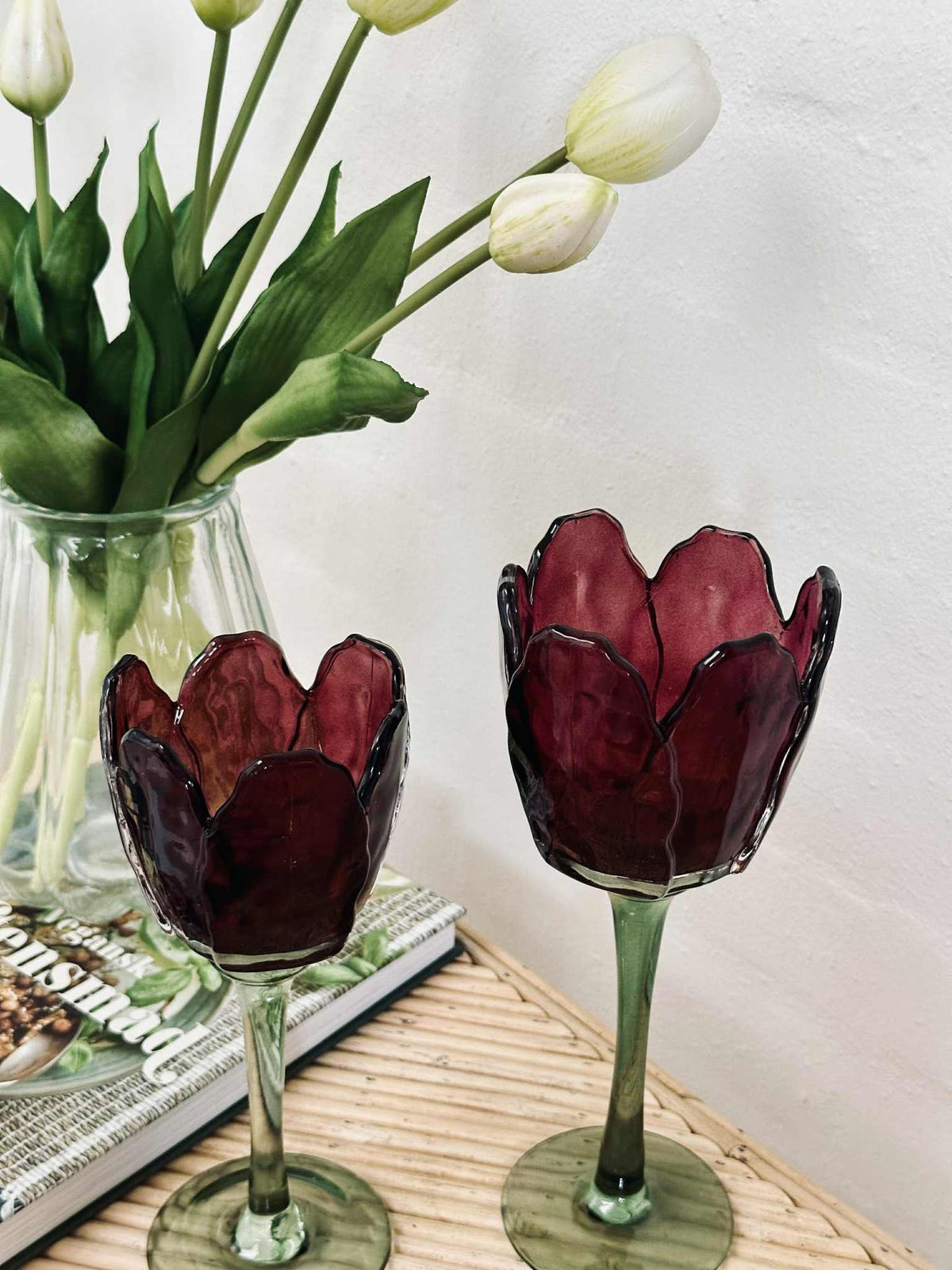 Kandelaar flower - Wijnrood / groen