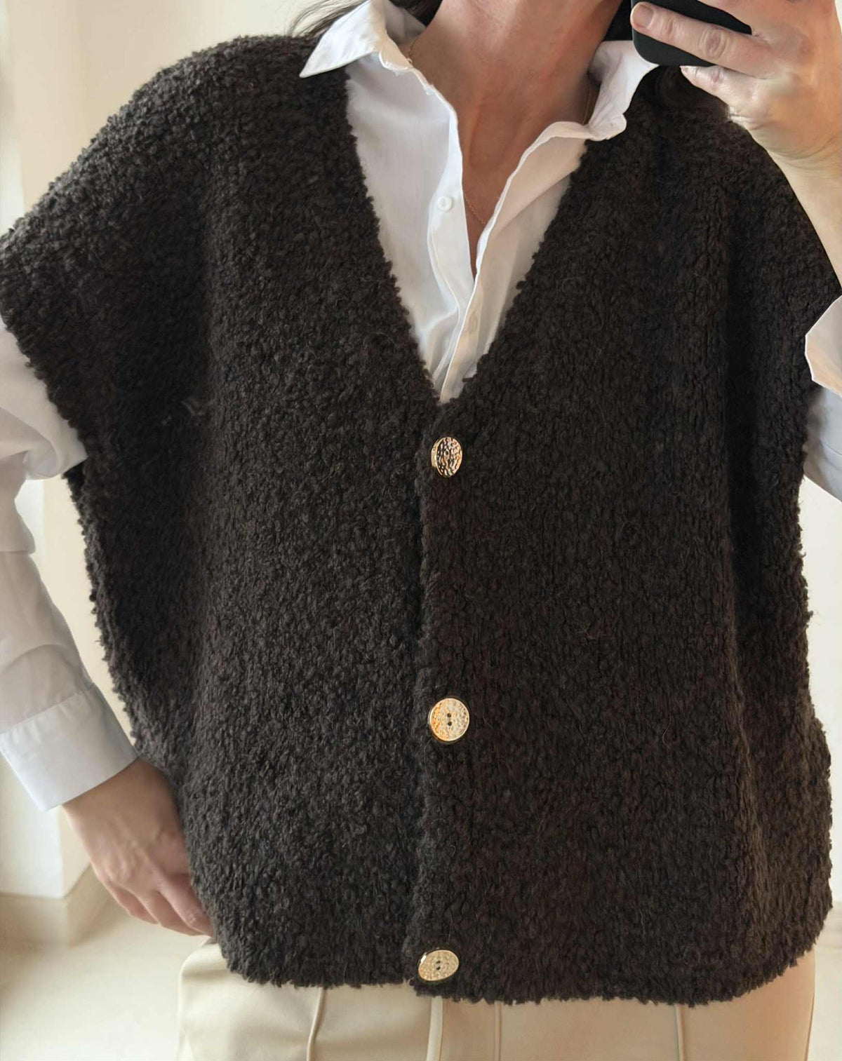 Cardigan met korte mouwen - Brown