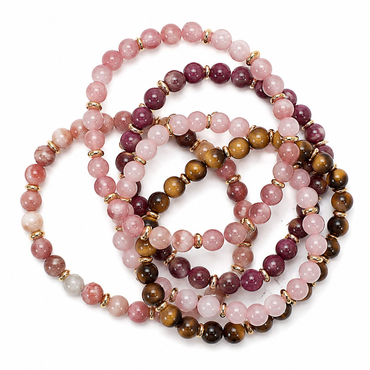Armband Mollie – Natuur / roze mix