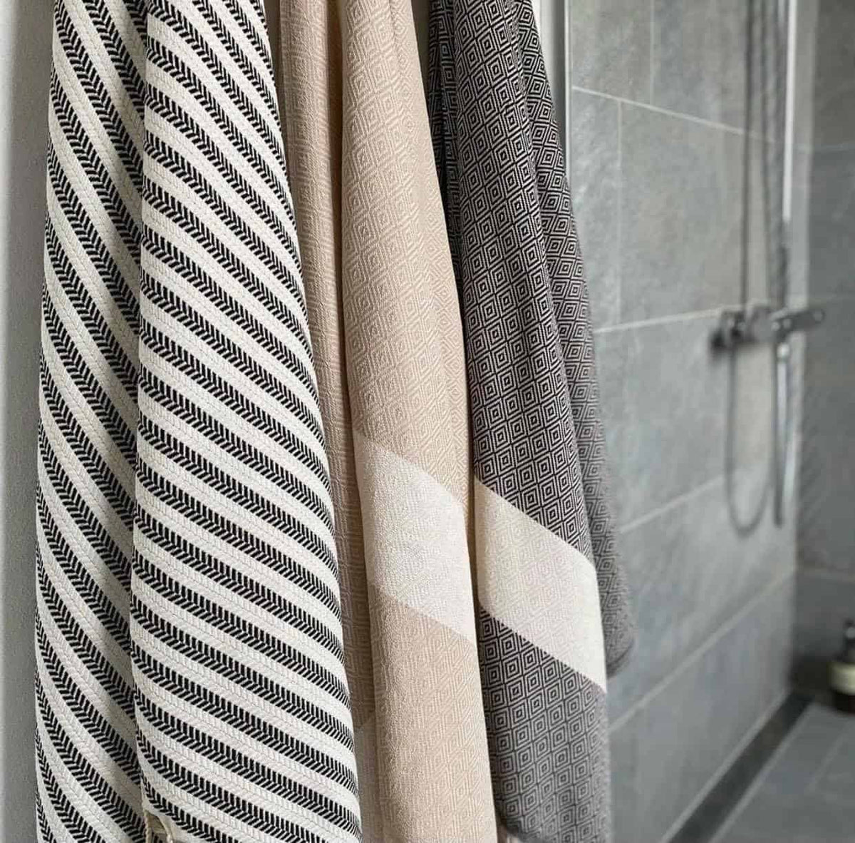 Hamam badehåndklæde – Diamond beige – 90x180 - VIAMAJA.DK