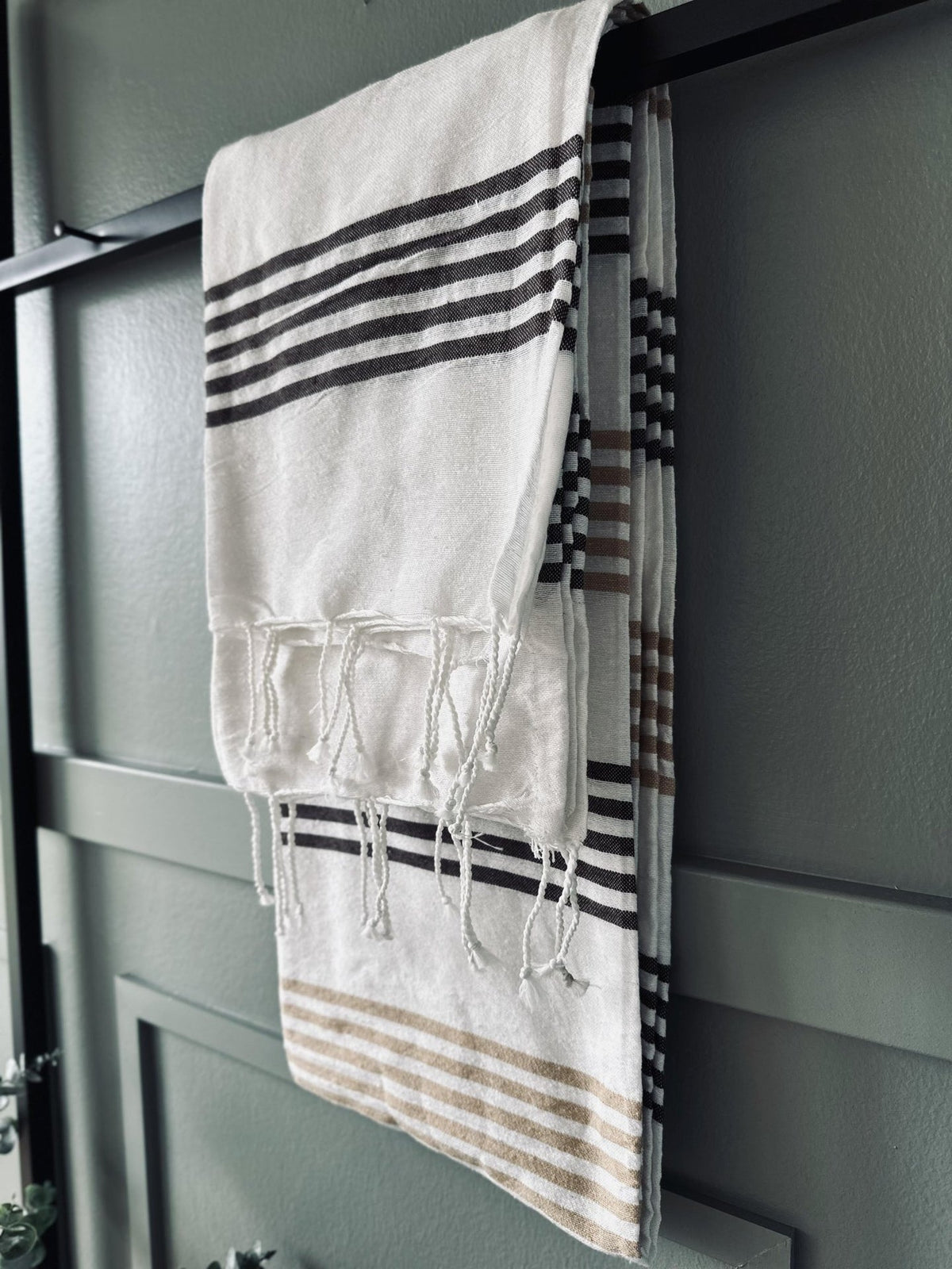 Hammam håndklæde – Beige strib - VIAMAJA.DK