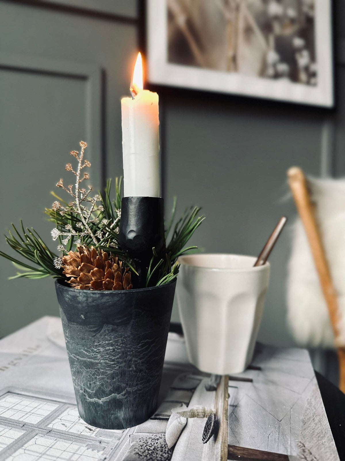 Lysholder med spyd - 13 cm - VIAMAJA.DK