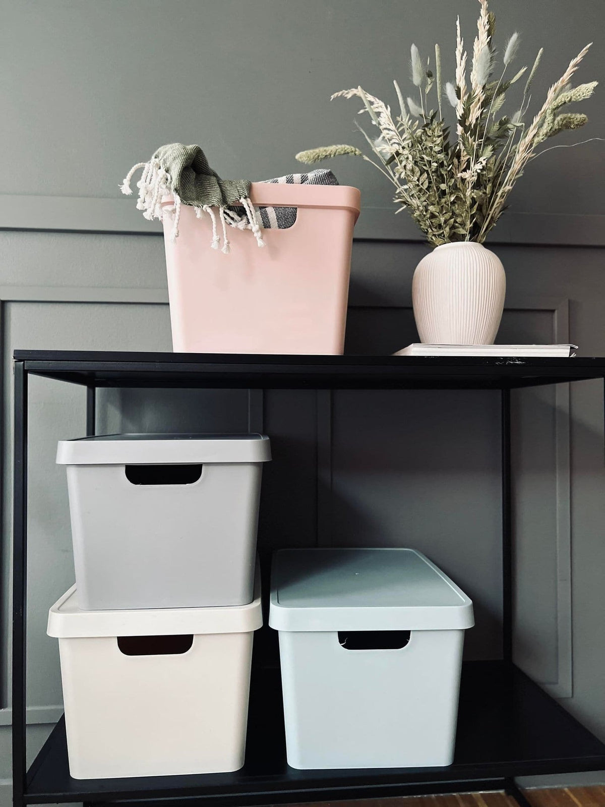 Opbevaringskasse med låg - Beige - VIAMAJA.DK