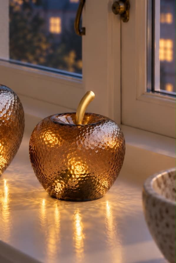 Æble Gouden tafellamp met glasvormige lamp en lichtsokkel