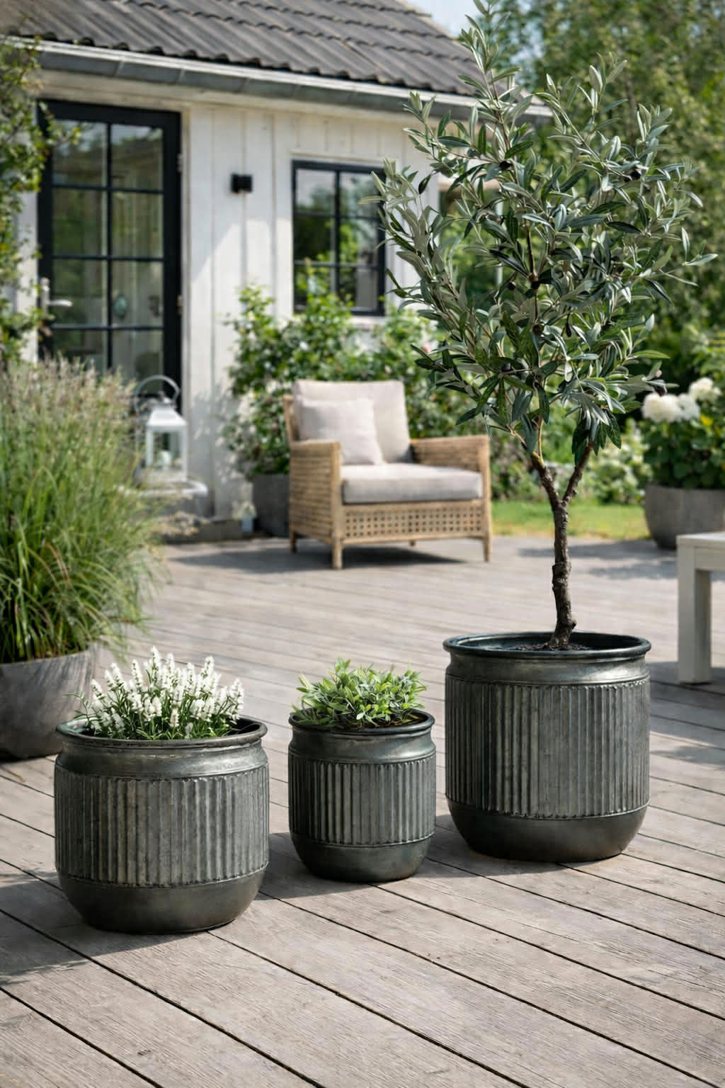 Zinken pot met groeven – 3 stuks