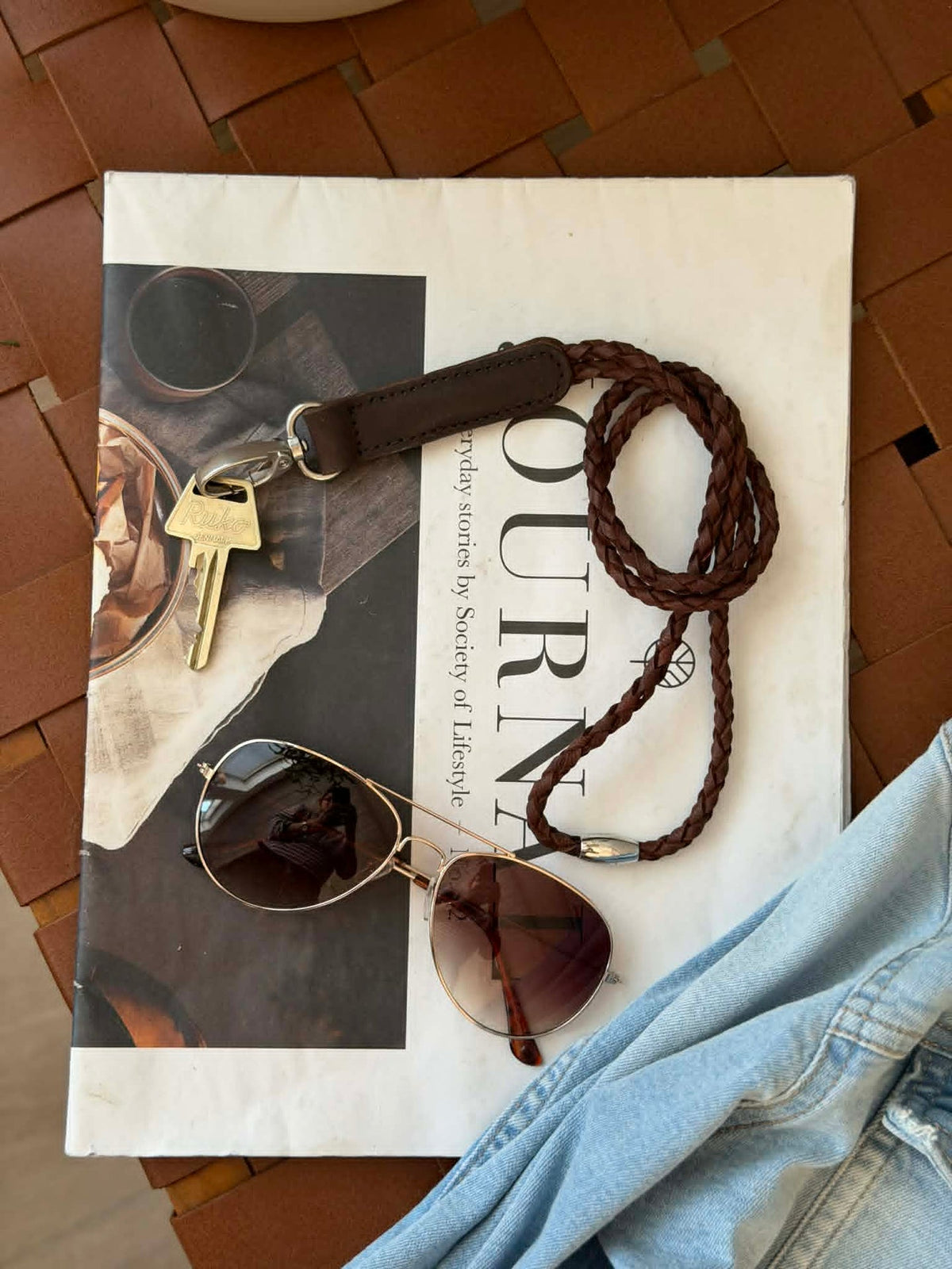 Sleutelhanger gevlochten - dark brown