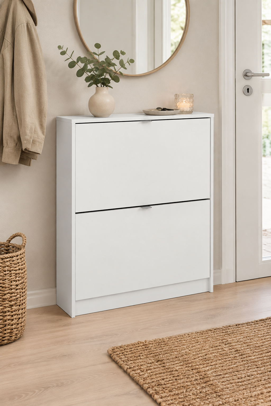 Schoenenkast met 2 vakken + 2 lagen - White