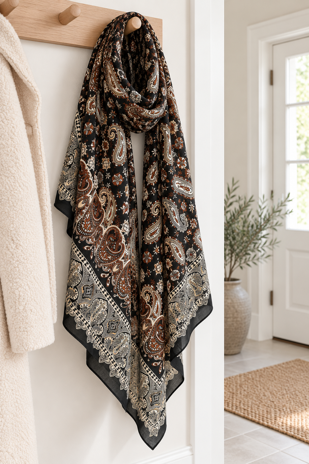 Sjaal Paisley black viscose – Paisley sjaal