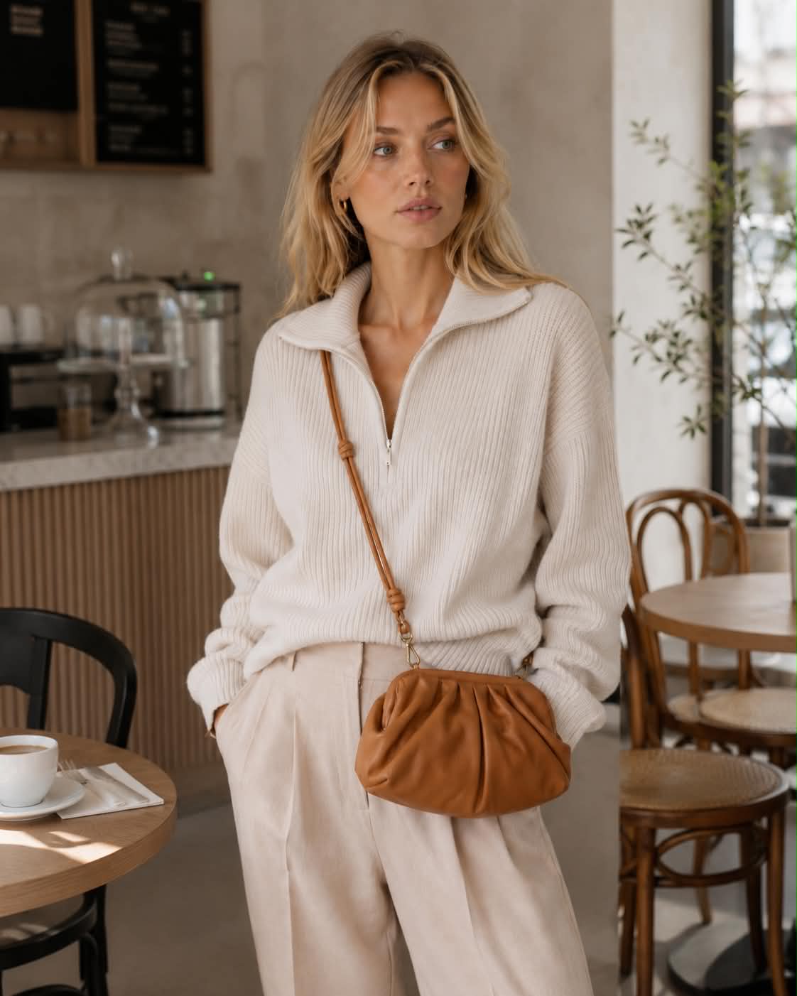 Clutch / leren tas Noha big cognac