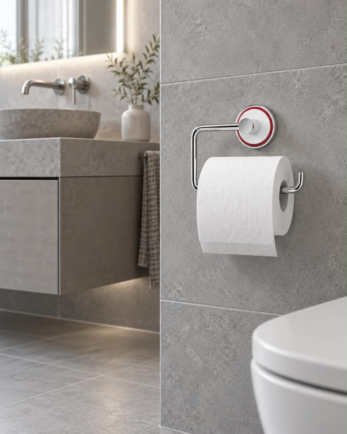 Toiletrolhouder Mafalda – Chroom en wit