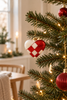 Kersthart van glas – rood/wit