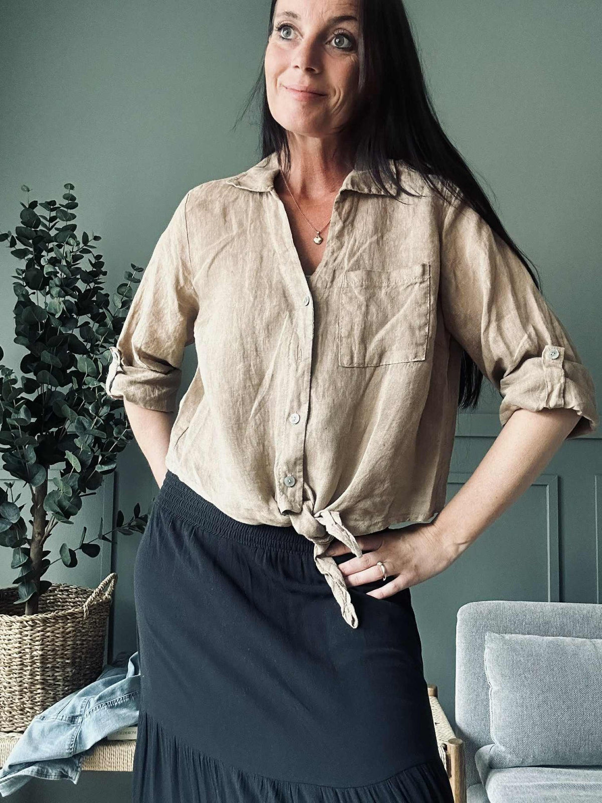 Blouse NALA camel - 100% linnen