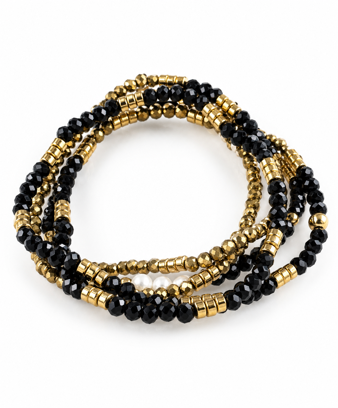 Armbanden MICHELLE Black / Pearl - 5 stuks