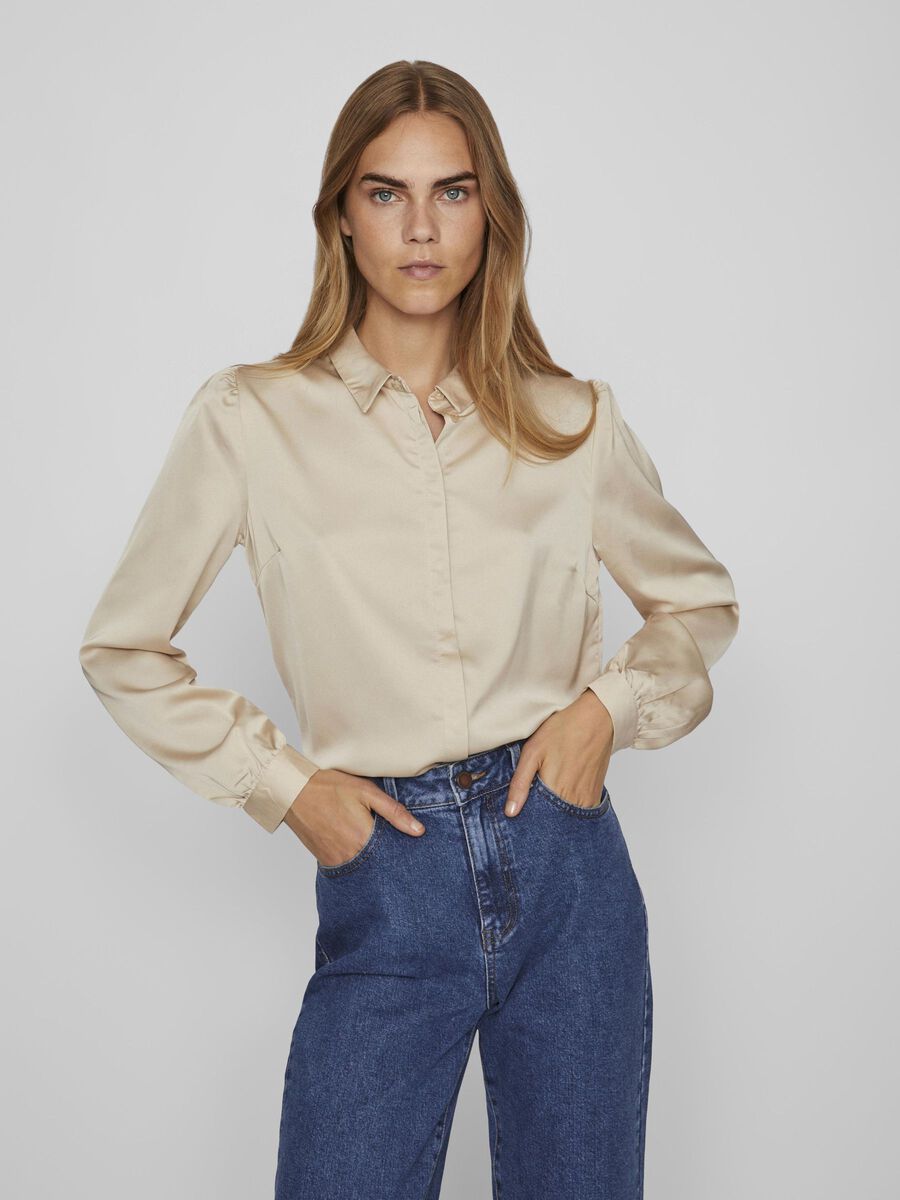 Satijnen overhemd Luna Beige