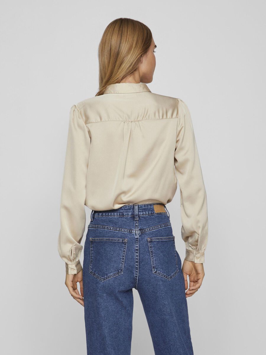 Satijnen overhemd Luna Beige