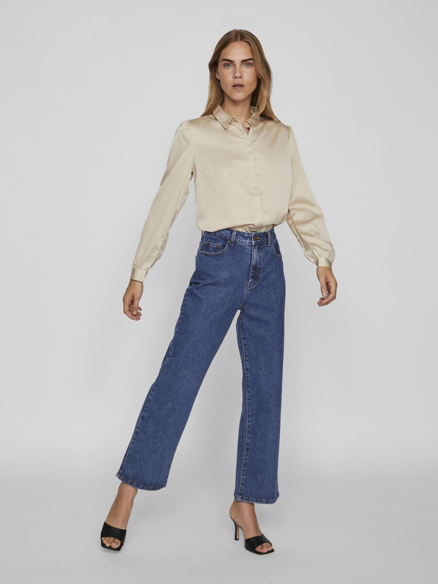Satijnen overhemd Luna Beige