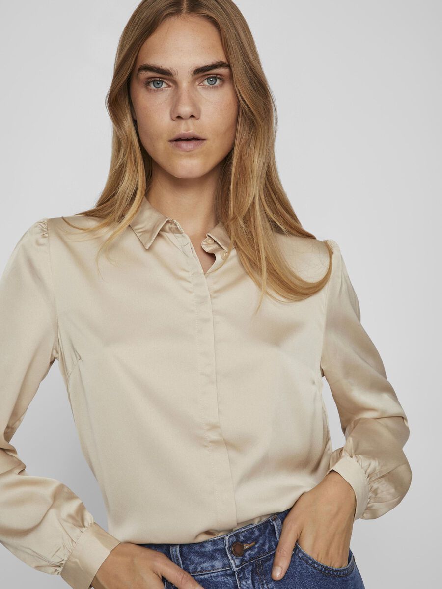 Satijnen overhemd Luna Beige