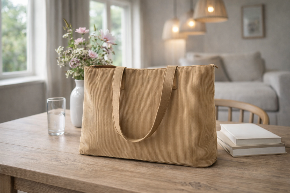 Shopper fluweel - Tan