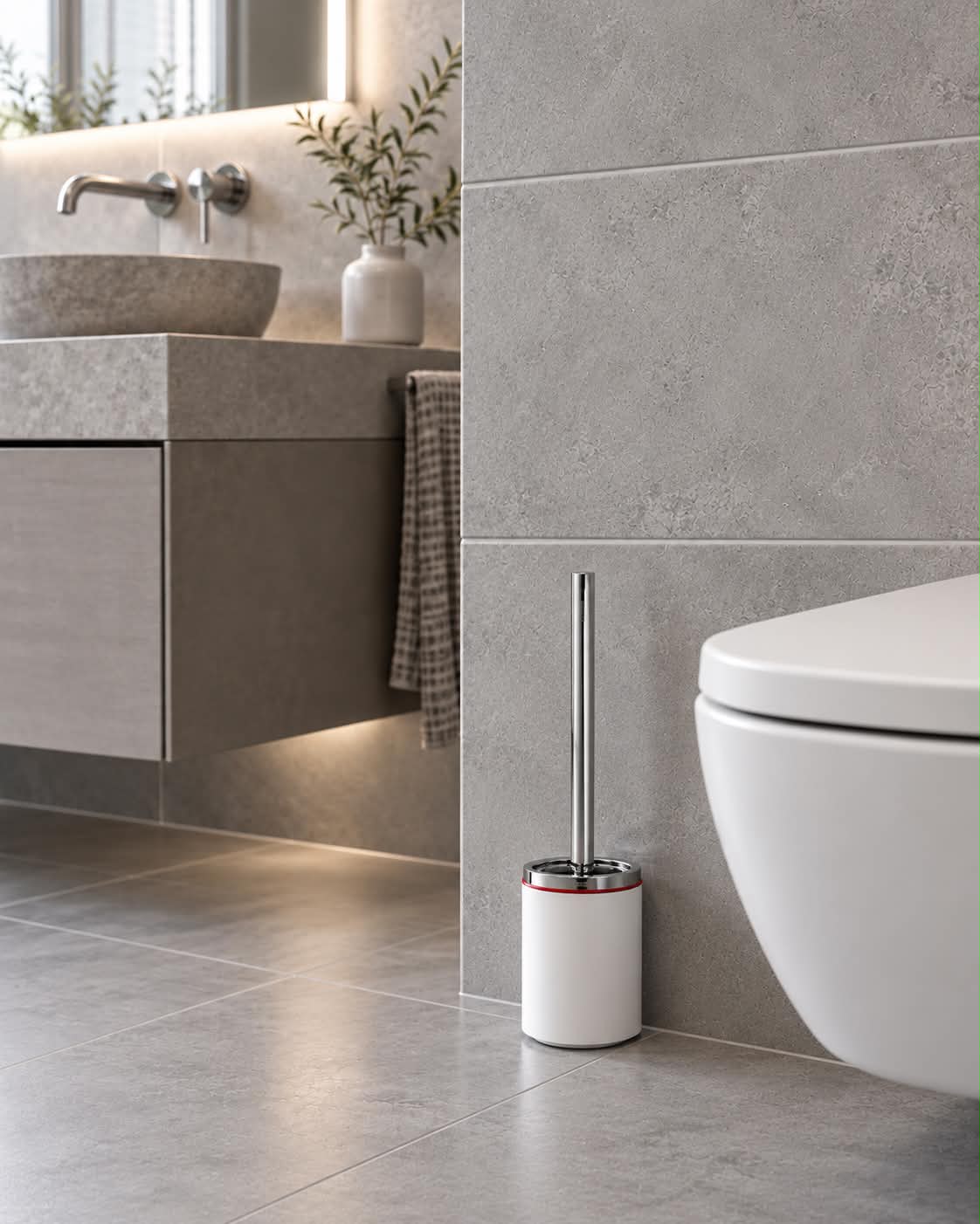 Toiletborstel Mafalda – Wit met rode rand