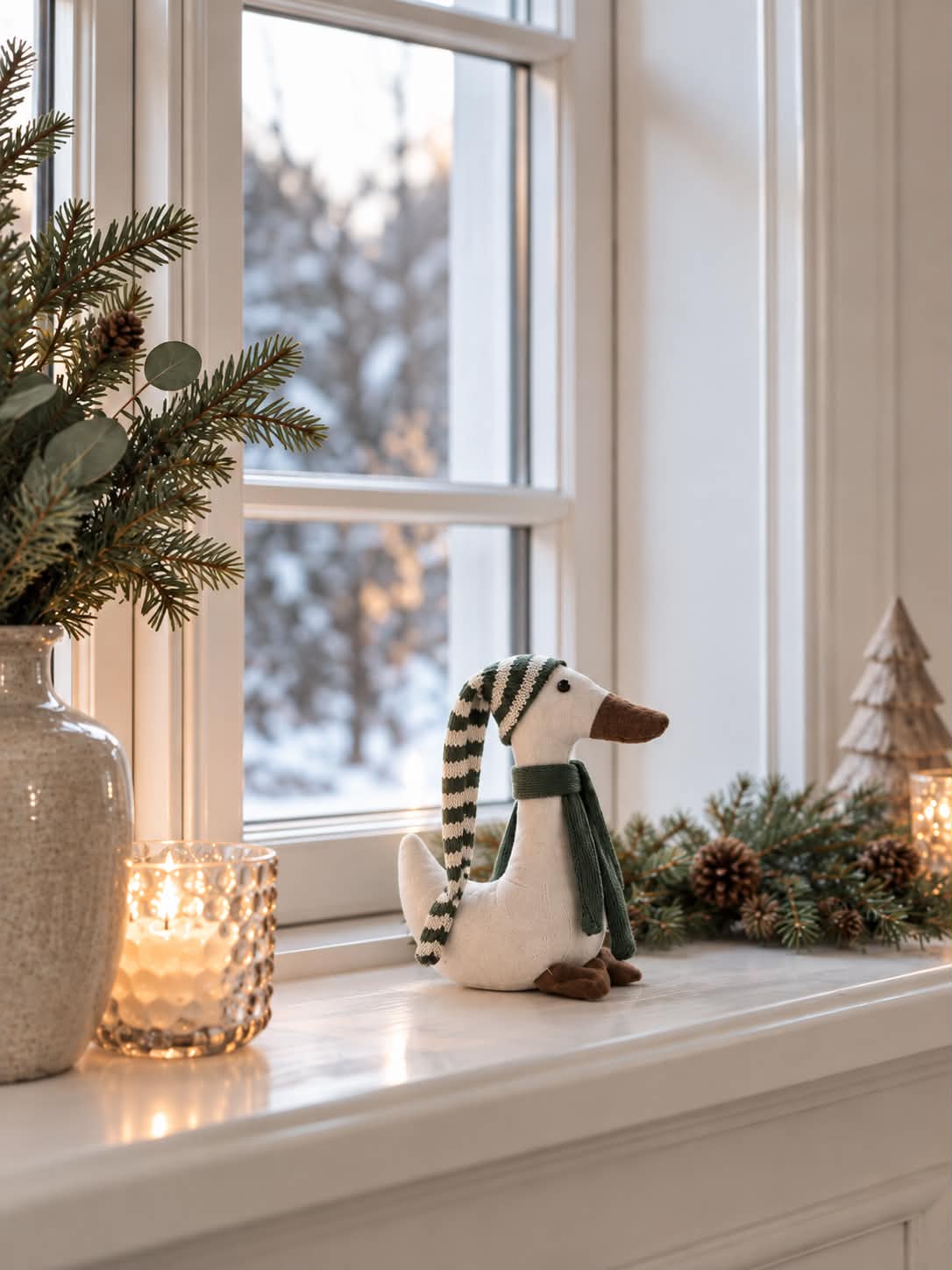 Kerst eend met groene muts - Mini