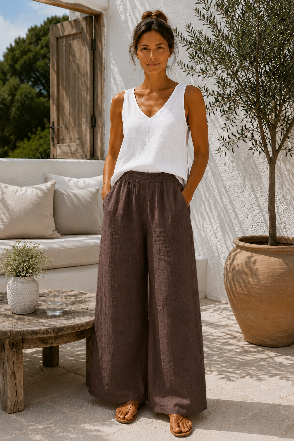 Linnen broek - Mocha