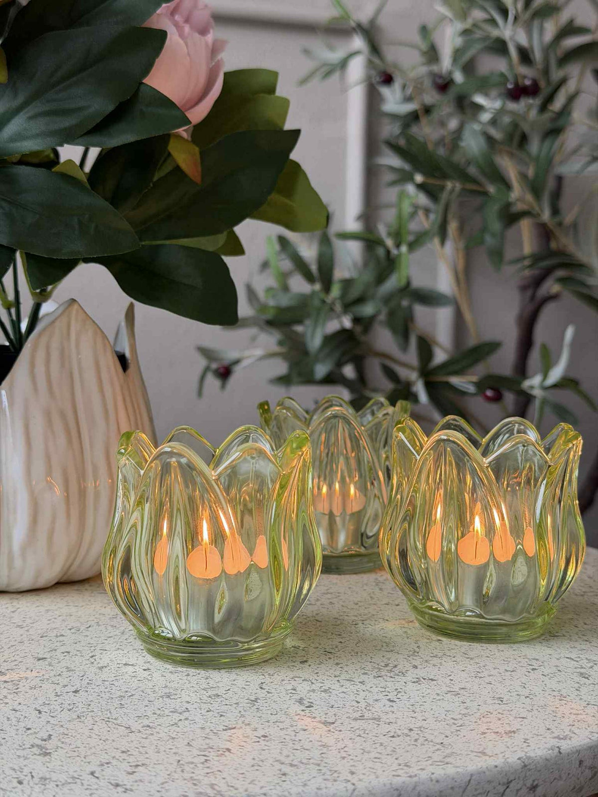 Lichttheelichthouders Tulpen 3st. - Groen