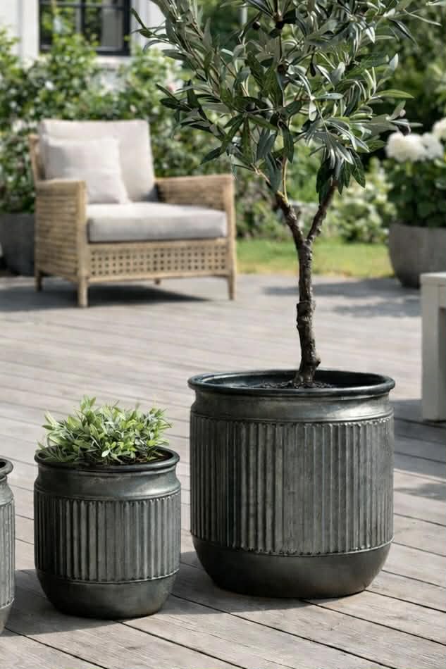 Zinken pot met groeven – 3 stuks