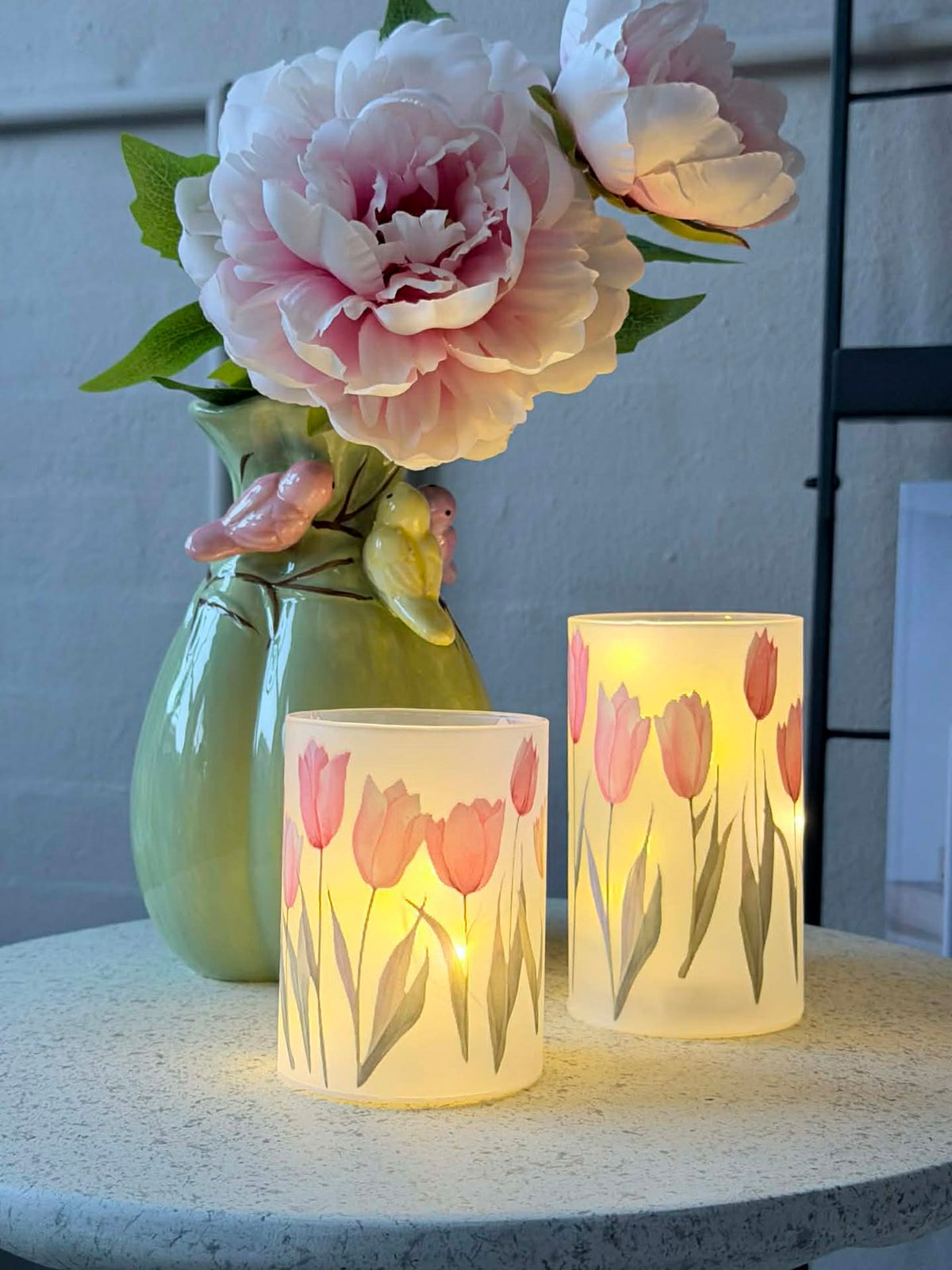Tulpen kandelaars met led licht - 2 st.