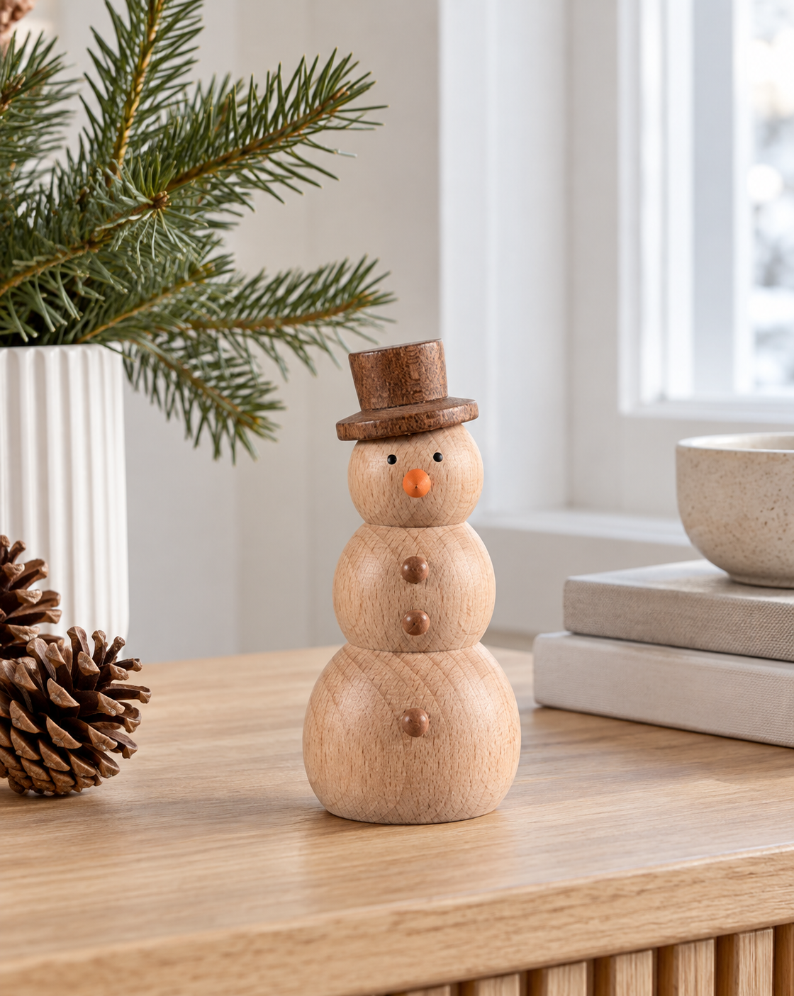 Sneeuwman - wood – decoratief figuur