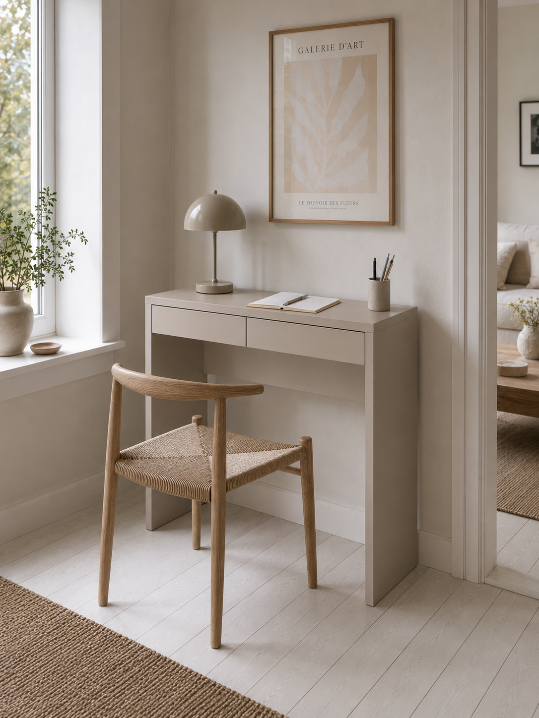 Tafel met 2 lades - cashmere