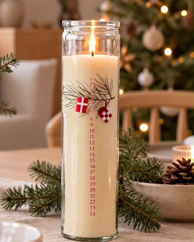 Adventskaars in glas - Dansk Jul