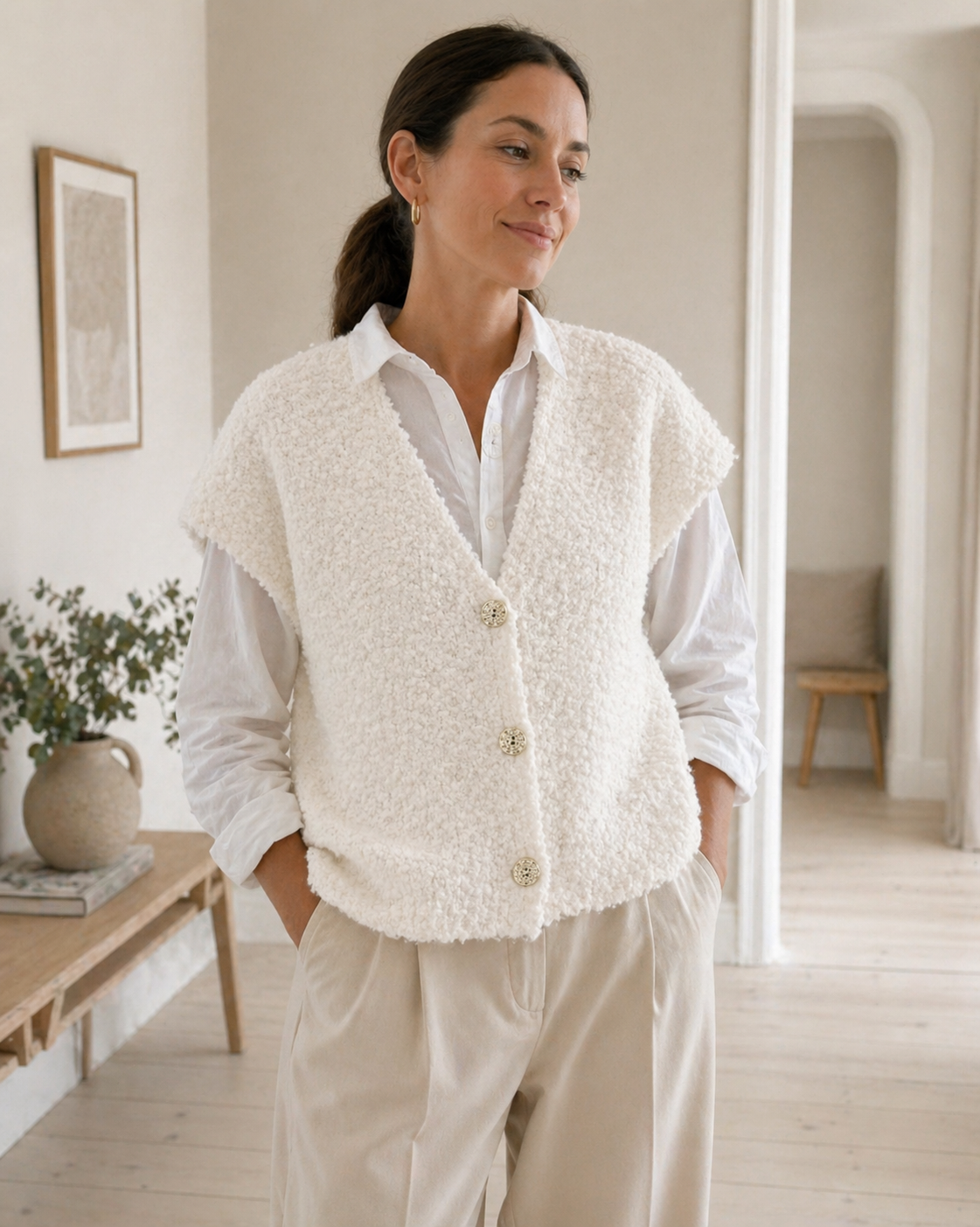 Cardigan met korte mouwen - White