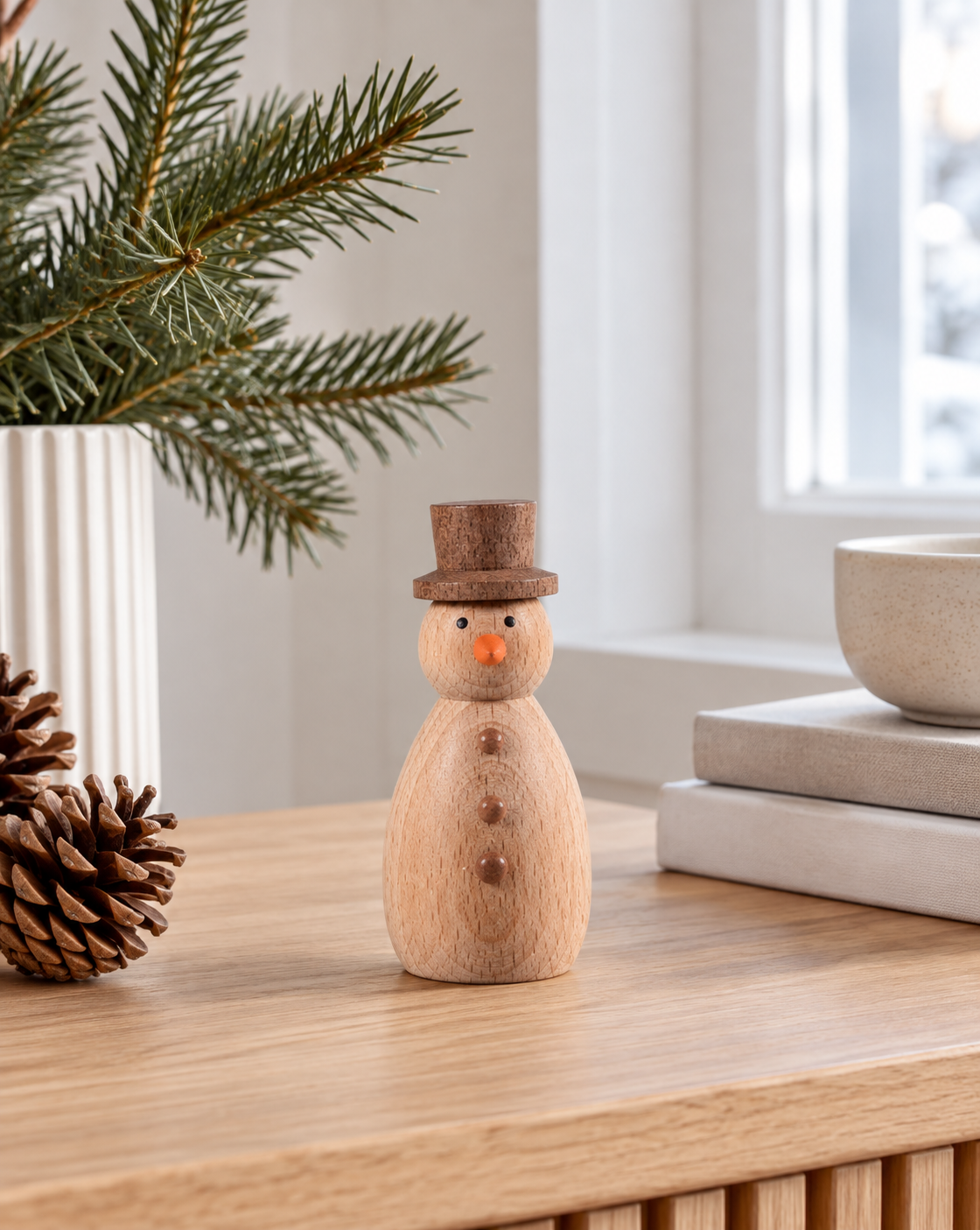 Sneeuwman - wood – decoratief figuur