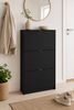 Schoenenkast met 3 klapdeuren en 2 planken - Black