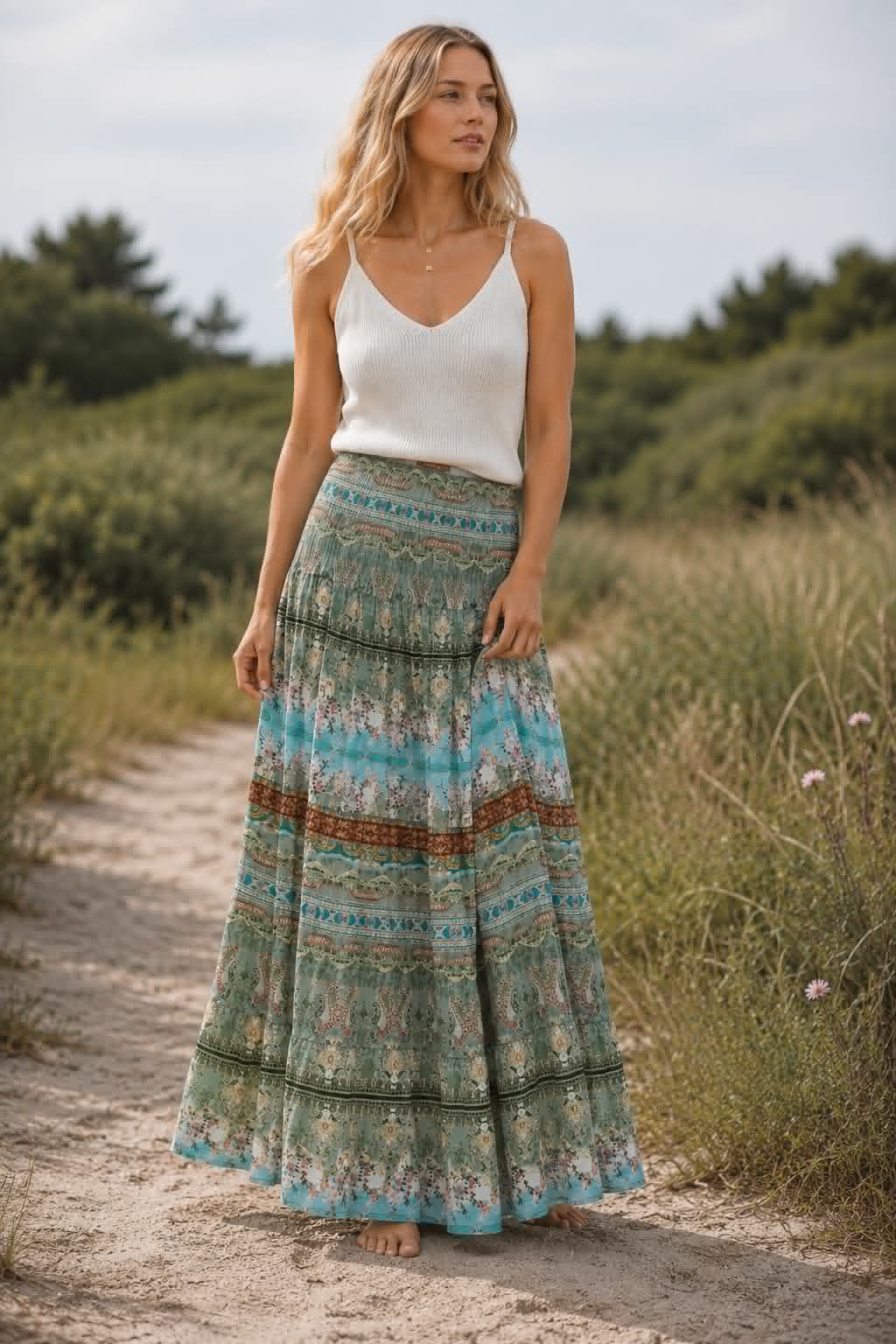 Boho rok Kaki