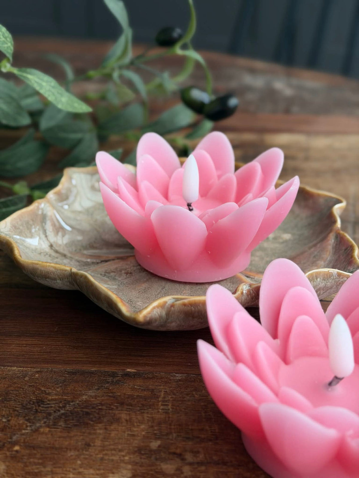 Drijvende kaarsen met timer - Set van 2 stuks. Roze Lotus
