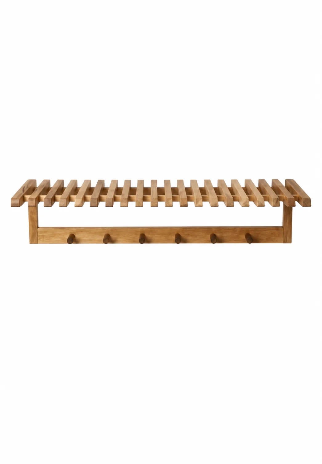 Hoedenplank met haken in eikenhout