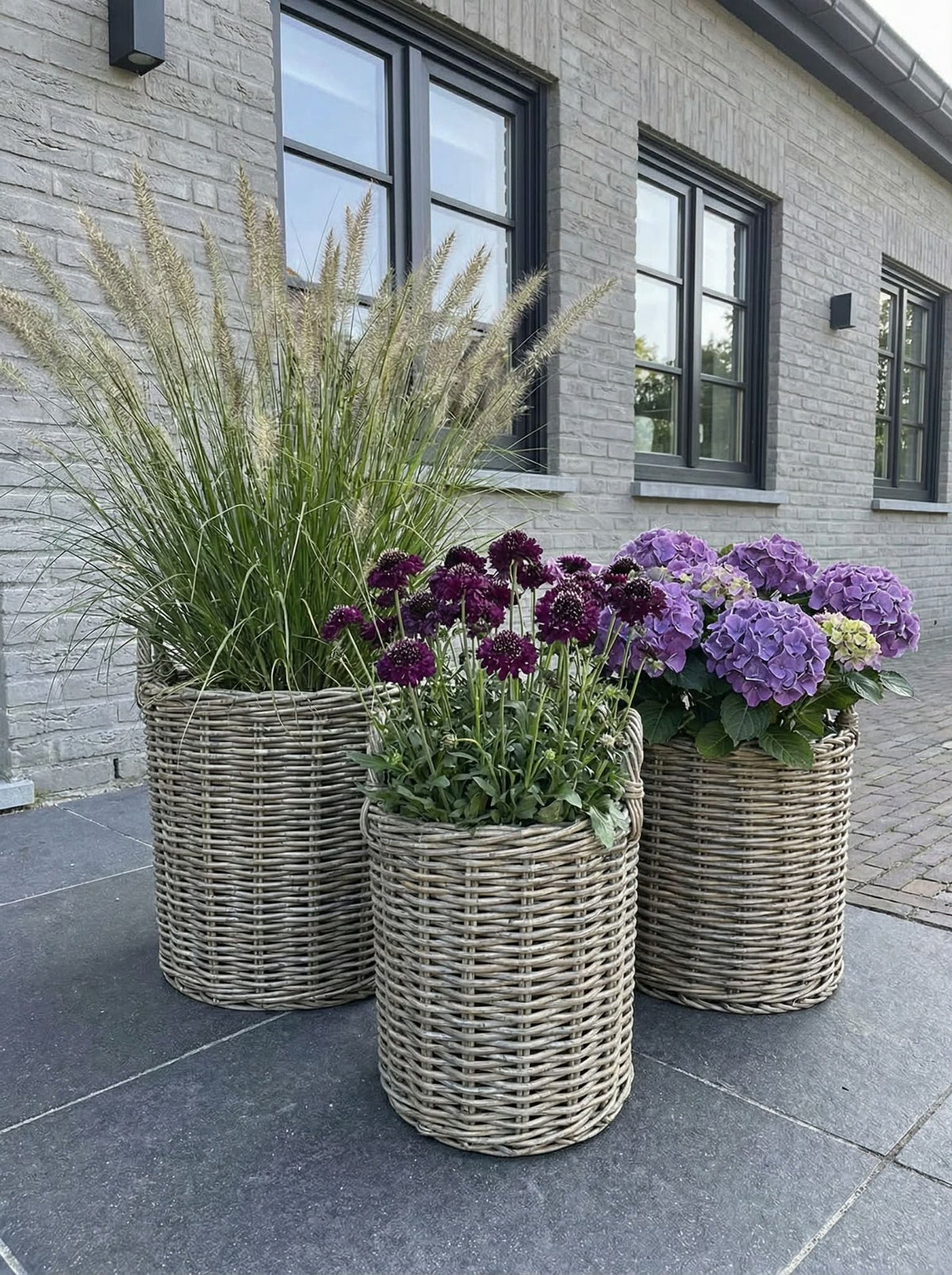 Plantenmanden set van 3 stuks Grijs