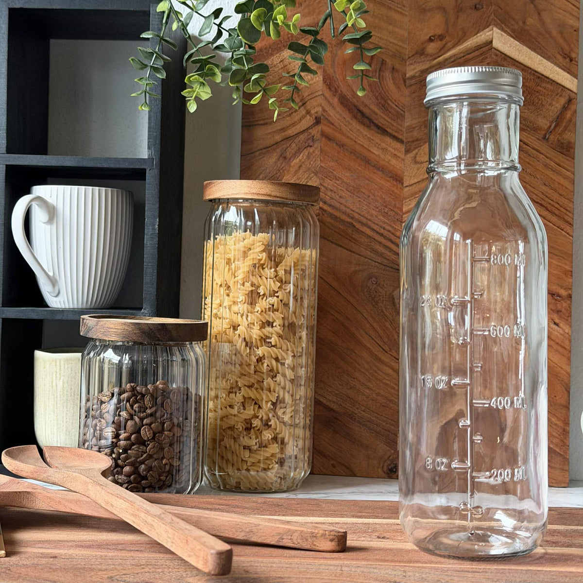 Glazen fles met maataanduidingen - 1000 ml