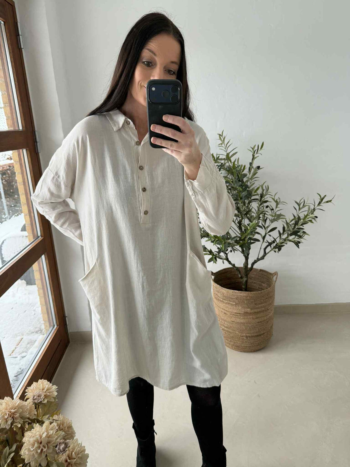 Jurkje met zakken - Linnen / viscose