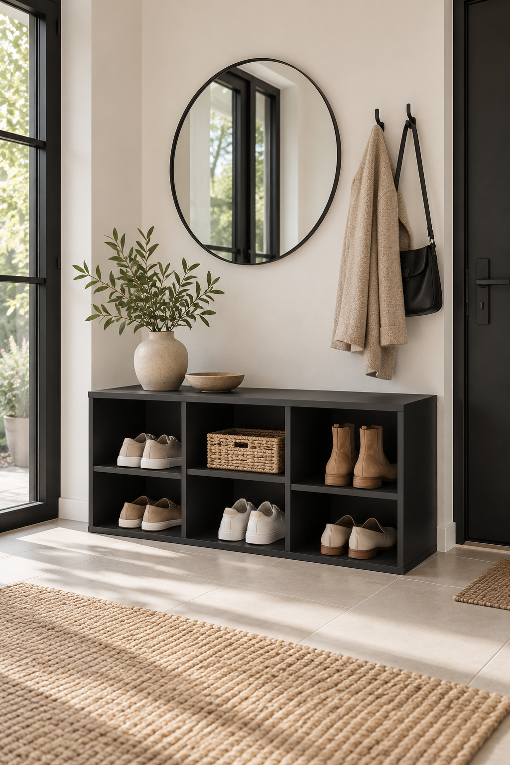 Bank Nordic black – zwarte schoenenbank