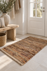 Vloerkleed van leer en jute - Bruin 60×90