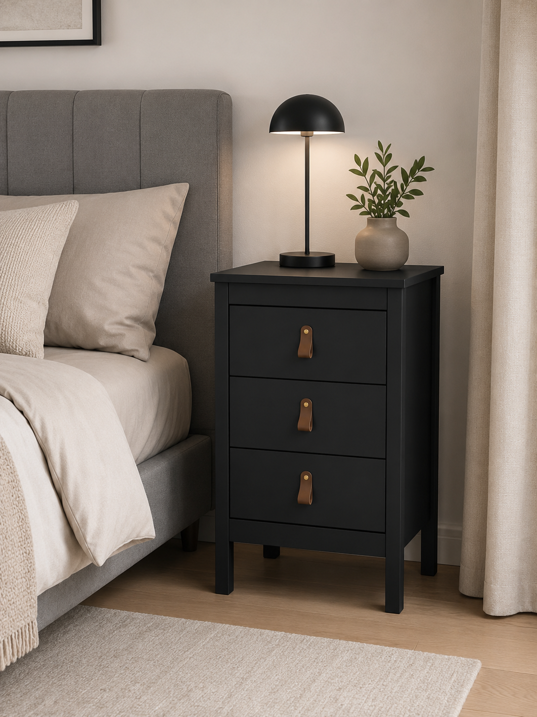 Nachtkastje Madrid met 3 lades - Black