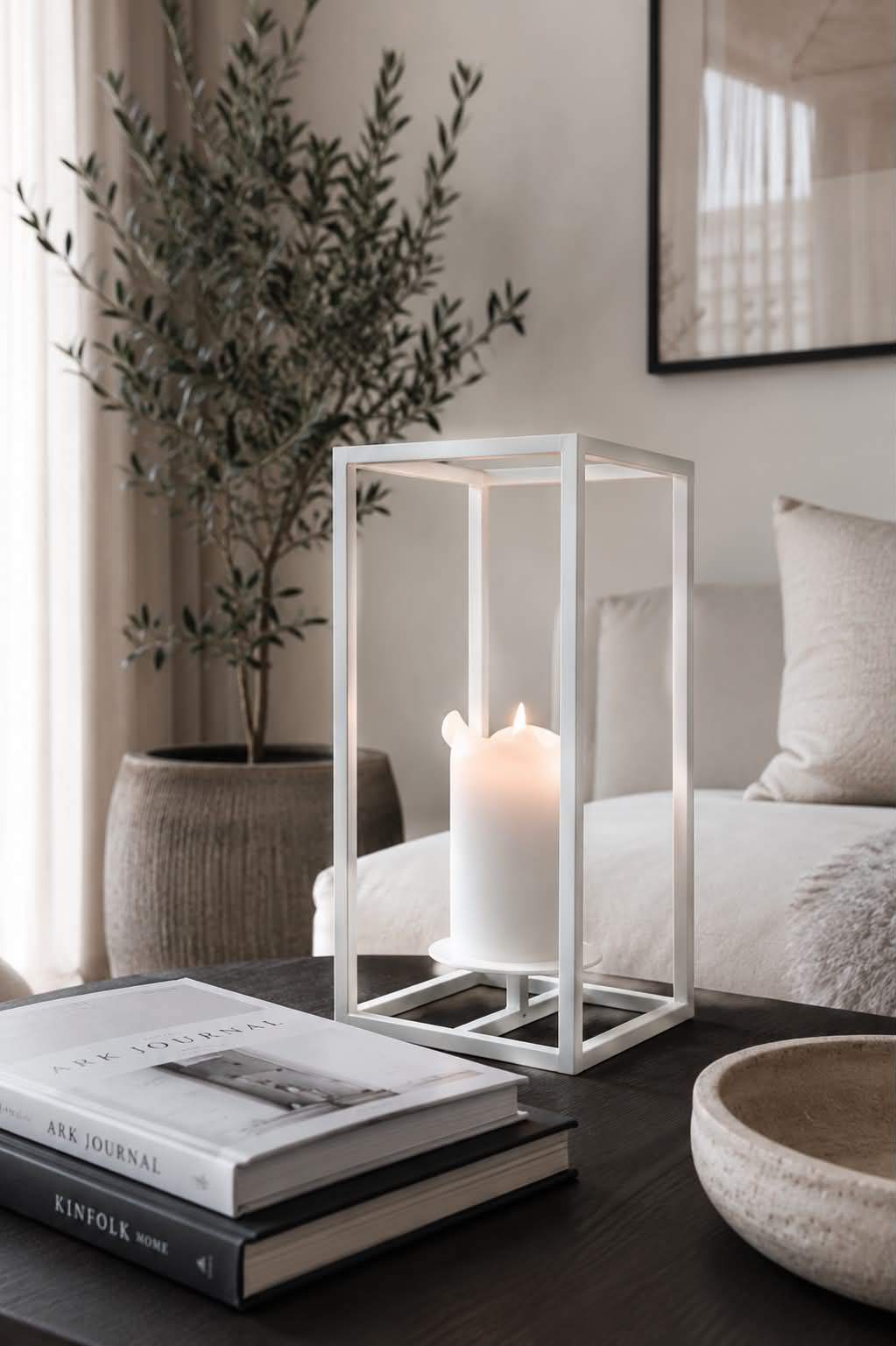 VIAMAJA Cube voor stompkaarsen - set van 2 kandelaars – Wit